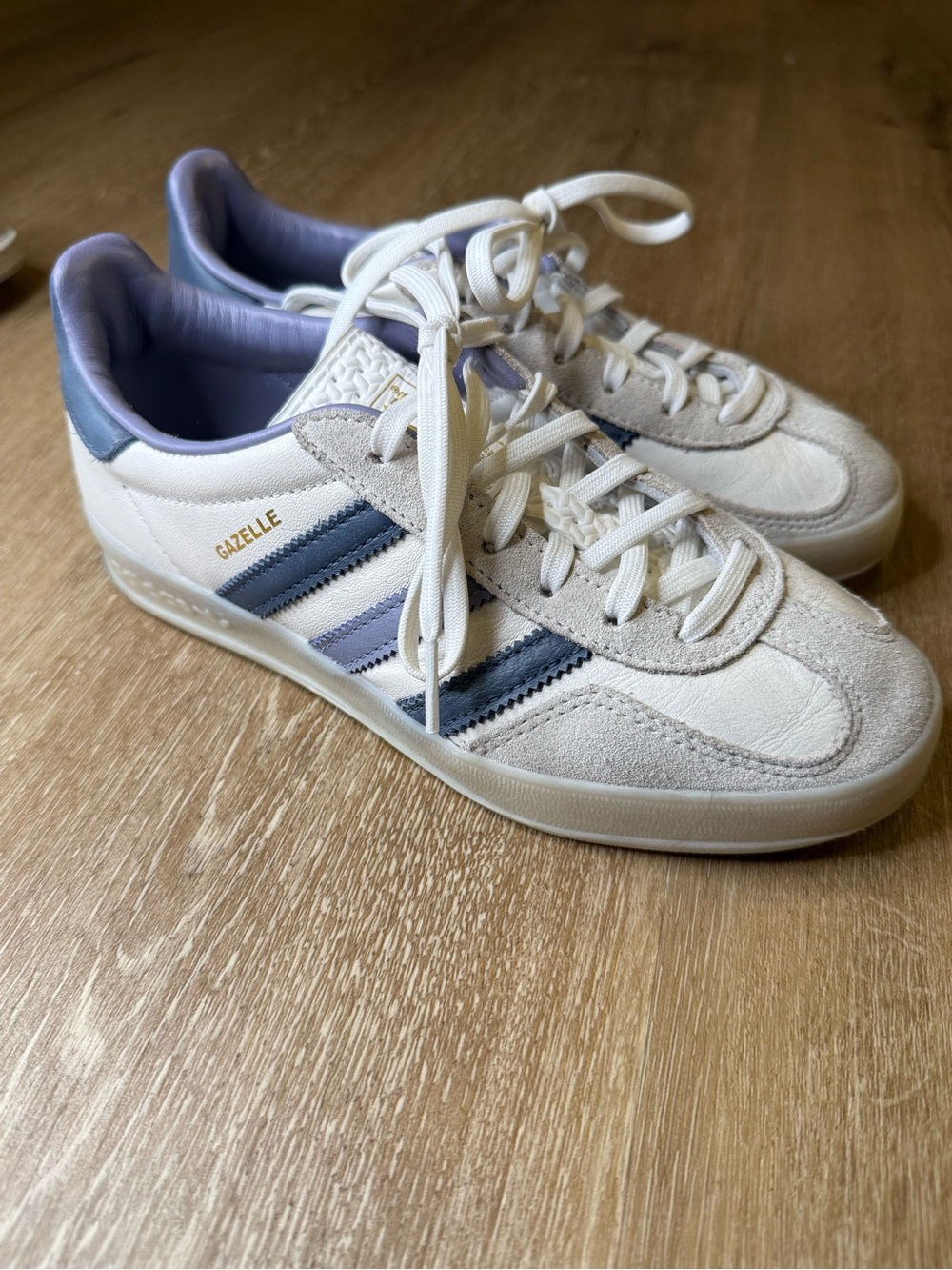 adidas Gazelle Low Top Lace-Up Sneakers White/Purple/Blue Unisex Adults Rubber